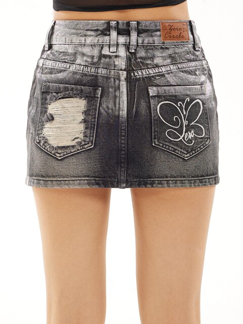Wild zero gradient black denim skirt for women in summer design low waist slim hot girl hip short skirt