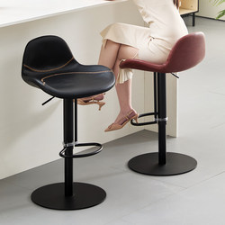 Light Luxury Island Bar Chair Designer Saddle Leather Chair Modern Simple Home Bar Stool Adjustable High Back High Stool