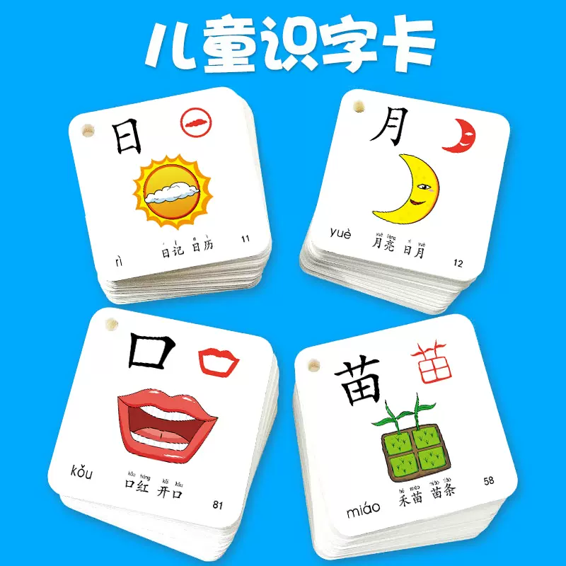 1008页】全2盒仓颉象形识字卡片宝宝认字启蒙早教儿童看图识字带