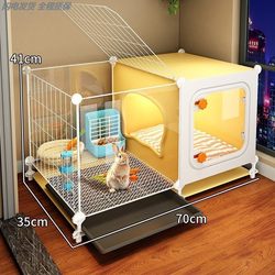 Transparent Viewing Rabbit Cage with Toilet, Indoor Rabbit Pet Luxury Villa Rabbit Cage, Large Size for Home Use
