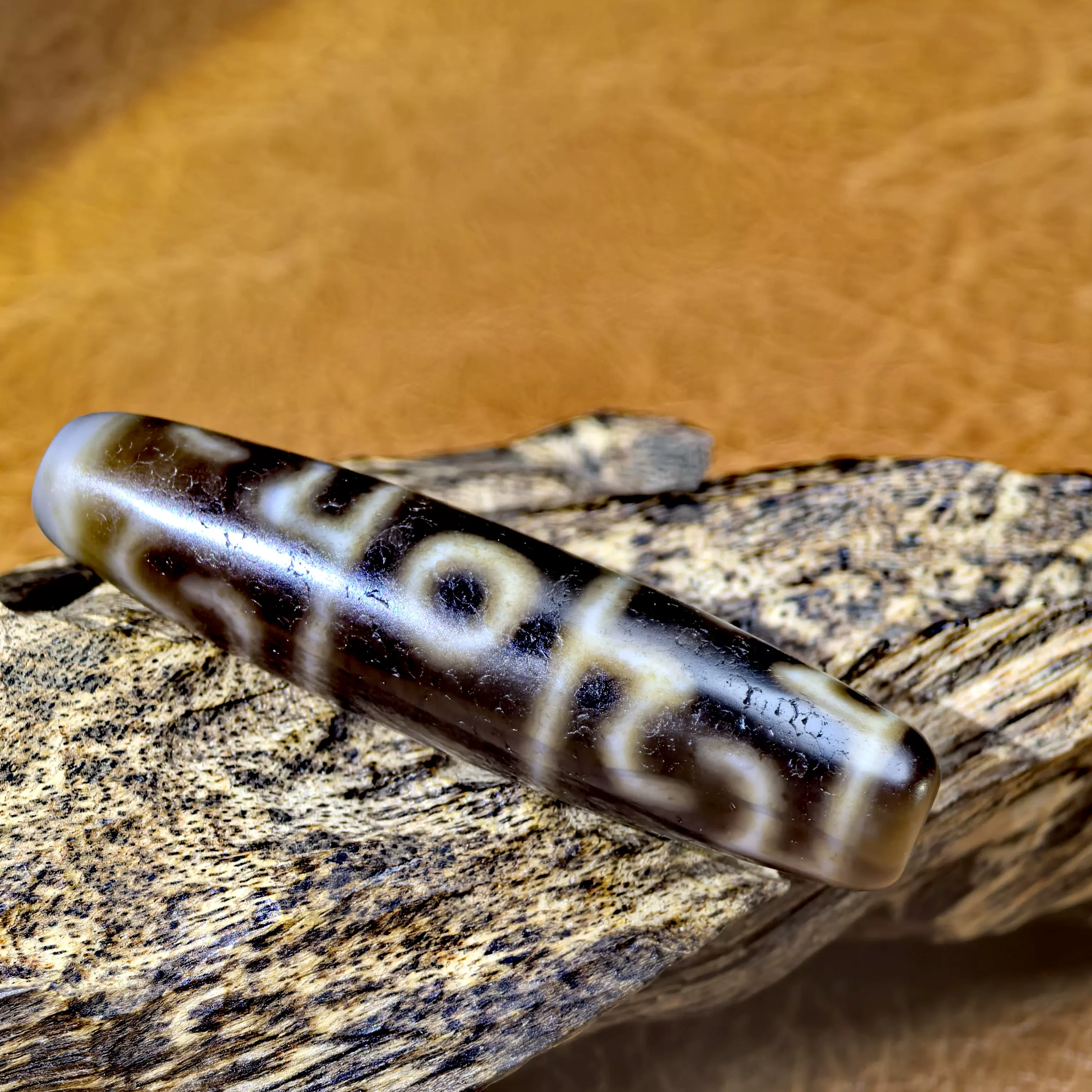 虫系列虎牙天珠手串藏传至纯九眼石页岩玉髓玛瑙真品瓷密沧桑