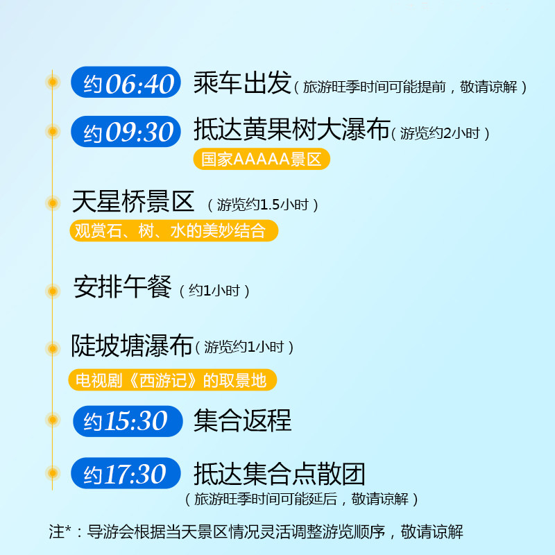 贵州旅游黄果树瀑布天星桥陡坡塘一日游2-6人团贵阳1日游纯玩跟团