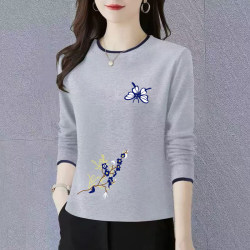 Brand Export Surplus Clearance Spring, Autumn, Winter Pure Cotton Long-Sleeve T-Shirt Women's Top Inner Layer Base Shirt