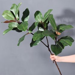 High-End Magnolia Leaf Artificial Branches for Flower Arrangement and Landscaping, Large Leaves for Hotel Model Room Decoration Green Plants