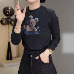 Korean Style Fashionable Printed Short Pullover Sweatshirt for Women, Autumn 2025 New Casual Versatile Long-Sleeve Top for Petite Figures