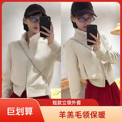 Fleece-Lined and Thickened Short Niche Stand-Collar Sweatshirt for Women, Winter 2025 New Design, Double Zipper Casual Jacket