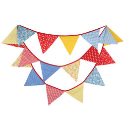18 red, yellow and blue children's birthday decoration cotton pennants photo party layout outdoor camping tent flags