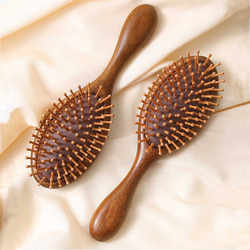 Sandalwood Air Cushion Comb for Women with Long Hair, Special Scalp and Head Meridian Massage Comb, Smooth Hair, Long Hair, Home Fluffy Comb