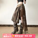 IUAE stray hippie light asymmetrical design skirt for women niche splicing retro midi skirt
