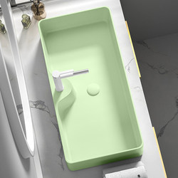 Ceramic Countertop Basin Large Capacity Wash Basin Wash Basin Rectangular Light Green Basin Wash Basin Basin Sink