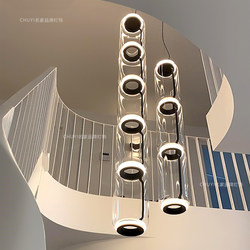 Italian Noctambule Duplex Staircase Chandelier French Restaurant Bar Counter Lamp Villa Glass Bamboo Chandelier