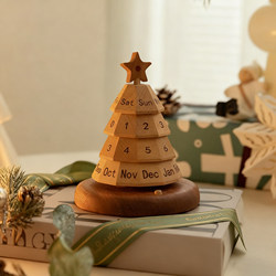 Christmas Gift Perpetual Calendar 2026 New Model High-Quality Wooden Christmas Tree Calendar Home Desktop Creative Decorative Ornament