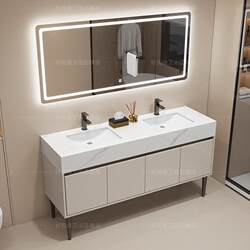 Double Basin Marble Floor-Standing Bathroom Cabinet Combination Public Bathroom Hand Wash Basin Three Basin Toilet Pool