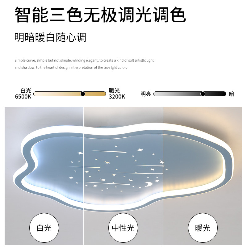 Plafonnier LED Lampe moderne pour enfants salon Lampe de chambre d'enfants Plafonnier Plafonnier nuage Bois Gradation en continu avec télécommande Avec fonction veilleuse Plafonnier de chambre,50cm