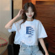 Summer short slim design niche white loose elastic short-sleeved T-shirt women's top base shirt ins