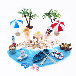 Dollhouse Mini Beach Micro-Landscape Ornaments Dollhouse Mediterranean Beach Set Miniature Scene Model