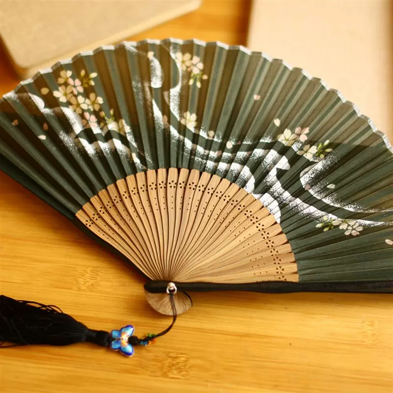 源氏江户日式日本和风折扇子竹柄和服扇精品女s扇