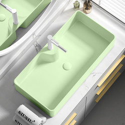 Ceramic Countertop Basin Large Capacity Wash Basin Wash Basin Rectangular Light Green Basin Wash Basin Basin Sink