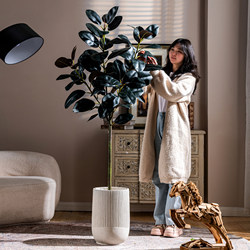 Black Diamond Rubber Tree Large Artificial Green Plant Indoor Fake Tree Floor-Standing Potted Plant Living Room Artificial Plant Landscaping Decoration