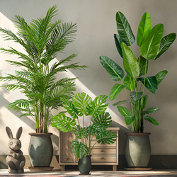 Simulated Monstera Indoor Potted Plant Landscaping Large Plant Traveler's Banana Bird of Paradise Artificial Tree Bionic Green Plant Decoration