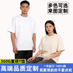 Customized Workwear T-Shirts, Cultural Shirts with Logo Printing, 360g Pure Cotton Heavyweight Workwear, Round Neck Short-Sleeved Party Wear, Custom-Made