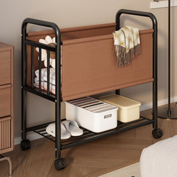 Vintage-Style Dirty Laundry Cart with Storage Rack, Leather Large-Capacity Dirty Clothes Storage Basket, Laundry Basket for Home Use