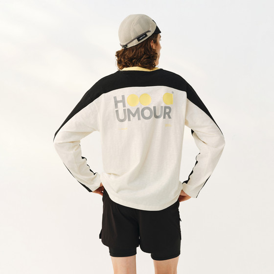 
ATRY outdoor sports contrast color T-shirt men's spring new bamboo cotton letter print round neck raglan long sleeves women