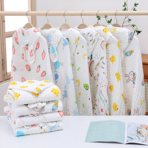 
Baby pure cotton gauze bath towel children's cloak bathrobe six-layer cartoon bubble gauze soft water-absorbing skin-friendly towel