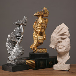 Silence Is Gold Sculpture Abstract Art Ornament Living Room Wine Cabinet Office Home Decoration Study Bookcase Crafts