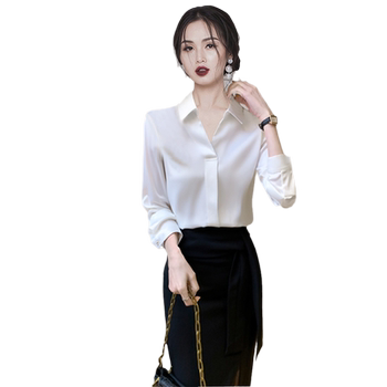 High -end fashion professional satin shirt French white shirt
