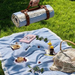 Plaid Picnic Mat, Spring Outing Picnic Cloth, Thickened Park Lawn Mat, Dirt-Proof Camping Outdoor Portable Outing Beach Mat