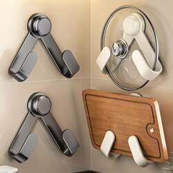 New Suction Cup Rotating Rack Pot Lid Holder No-Drill Wall-Mounted Kitchen Cutting Board Holder Multifunctional Chopping Board Storage Rack