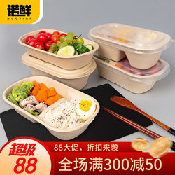 Disposable Rectangular Paper Pulp Lunch Box, Fast Food Packaging Box, Commercial Use with Lid, Light Food, Environmentally Friendly, Biodegradable, Whole Box