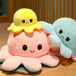 Face-Changing Octopus Doll, Double-Sided Flip-Up Expression Doll, Plush Toy, Sleeping Pillow, Birthday Gift for Girls