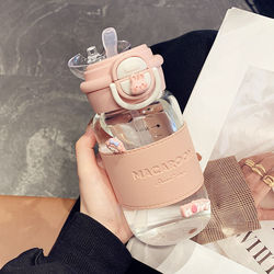 Glass Water Cup 2025 New Model for Girls, High Aesthetic Value, Simple Double-Drinking Straw Cup with Scale, Anti-Scalding and High-Temperature Resistant Cup