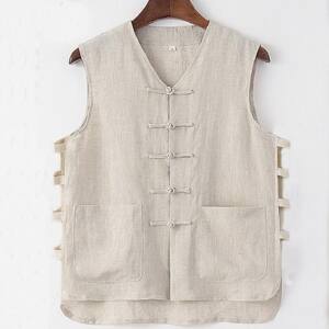 
Loss of loss, clearance of linen Tang suit for men, Chinese style summer thin vest Chinese sweat vest T retro men's clothing