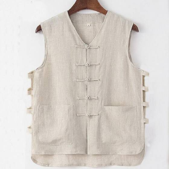 
Loss of loss, clearance of linen Tang suit for men, Chinese style summer thin vest Chinese sweat vest T retro men's clothing