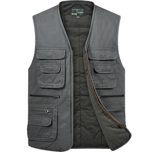
Cotton thickened middle-aged and elderly men's pure cotton multi-pocket vest dad winter cotton vest grandpa warm vest