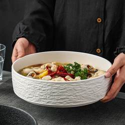 Ceramic Large Soup Bowl for Boiled Fish, Commercial Use, Rock-Patterned Dry Pot Basin, Deepened Large Capacity, Special Bowl for Maoxiawang (Spicy Hot Pot) and Crayfish