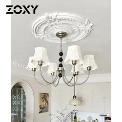 Zoxy2025 New French Retro Mid-Century Style Living Room Chandelier, Main Light for the Hall, Fabric High-End Bedroom Light