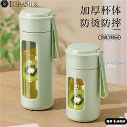 Glass Water Cup for Girls, High-Looking, Portable, Drop-Resistant, High-Temperature Resistant, 2025 New Model, Simple Office and Home Tea Cup