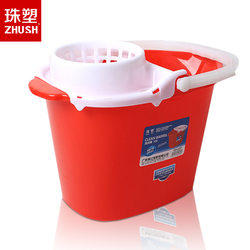 Thickened Mop Bucket for Home Use, Red Mop Bucket, Large Cleaning Bucket, Water Squeezing Bucket with Cover