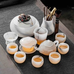 Ice-Type Glazed Tea Set 2025 New Model Complete Set of Kung Fu Tea Cups High-End Household Gaiwan Tea Brewing Teapot Gift Box