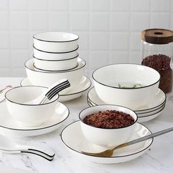 Jingdezhen Simple Bowl and Plate Set Nordic Creative Plates Ceramic Bowls and Chopsticks Household Tableware Rice Bowl