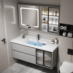 Light Luxury Smart Bathroom Cabinet Combination Ceramic Integrated Smart Solid Wood Hand Wash Basin Bathroom Sink