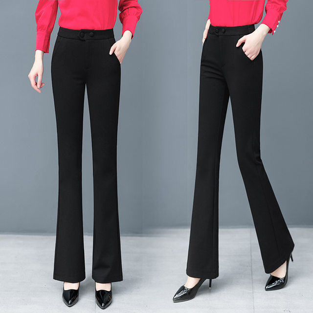 Women's 2022 Spring and Autumn New Style Fleece Drop High Waist Outer Wearing Pants Thin Stylish Extensive Wide Legs
