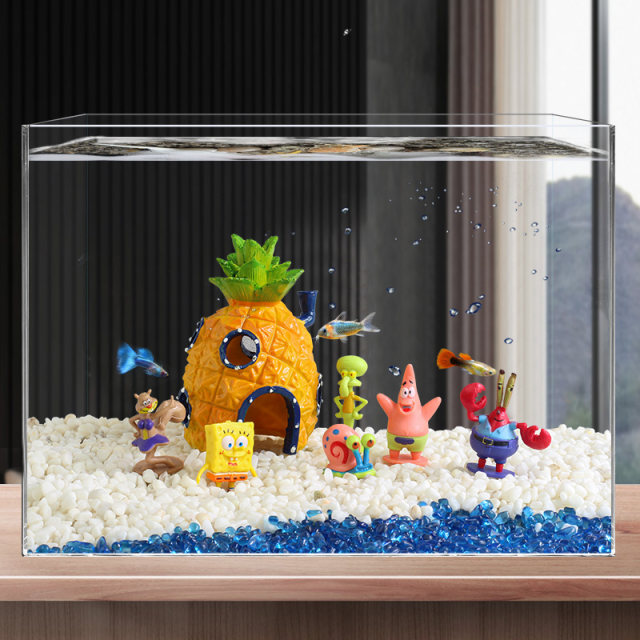 SpongeBob SquarePants fish tank, pineapple house, landscaping decoration, complete set of small