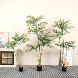 Simulated Green Plants, Nordic Style, Bionic Green Plants, Nandina Bamboo Potted Plants, Indoor Window Display, Floor-Standing Landscaping, Decorative Green Plants
