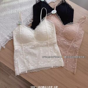 
French sexy small strap soft lace beautiful back girls underwear can be worn outside, comfortable and wire-free pull-up bra with thin cup