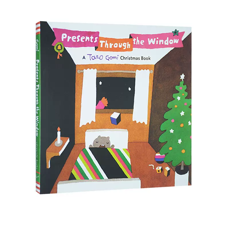 英文原版 Presents Through the Window 圣诞节 精装启蒙绘本洞洞书 Taro Gomi 五味太郎  幼儿入门启蒙趣味故事书-Taobao